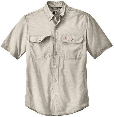 Am image of a Custom Carhartt Force Solid Short Sleeve Shirt in Steel!