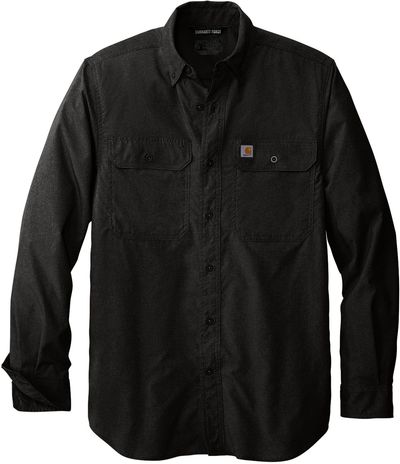 Am image of a Custom Carhartt Force Solid Long Sleeve Shirt in Black!