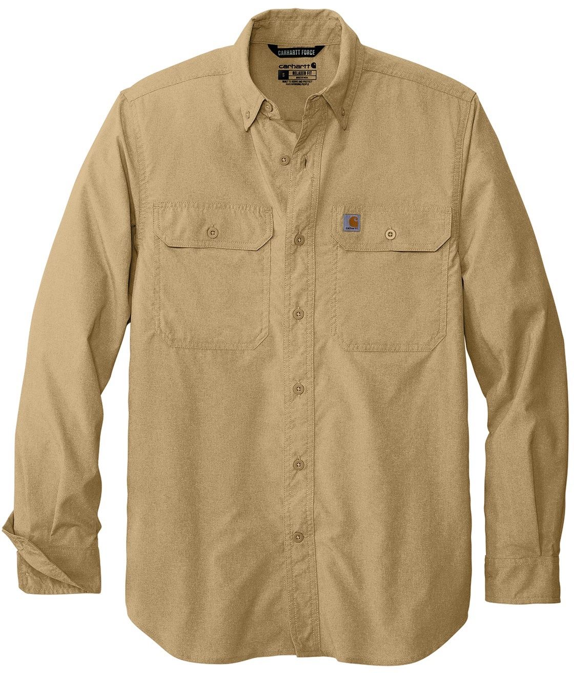 Carhartt Force Solid Long Sleeve Shirt in Dark Khaki