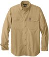 Am image of a Custom Carhartt Force Solid Long Sleeve Shirt in Dark Khaki!