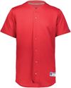 Am image of a Custom Russell Five Tool Full Button Front Baseball Jersey in True Red!