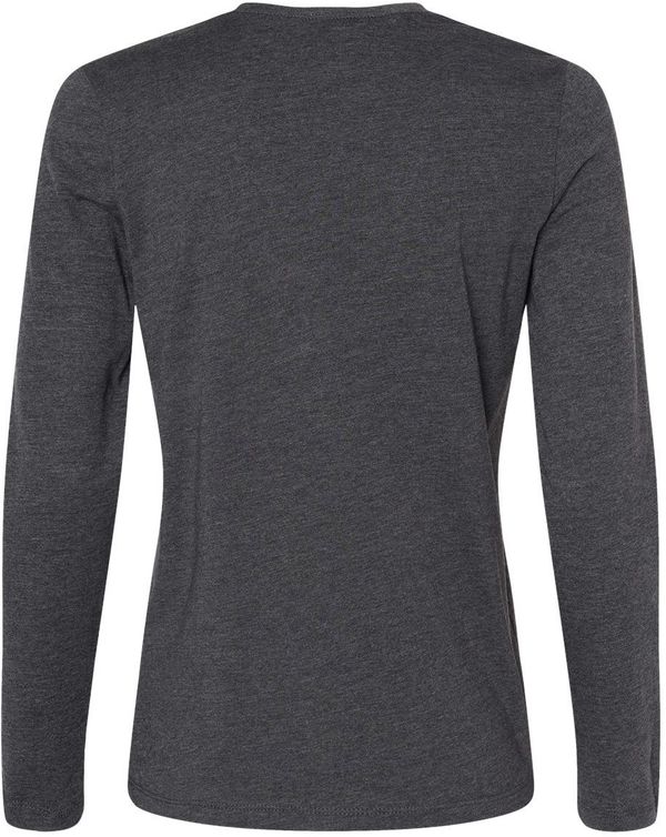 An image of a Custom Bella and Canvas Womens Jersey Long Sleeve Tee in Dark Grey Heather!
