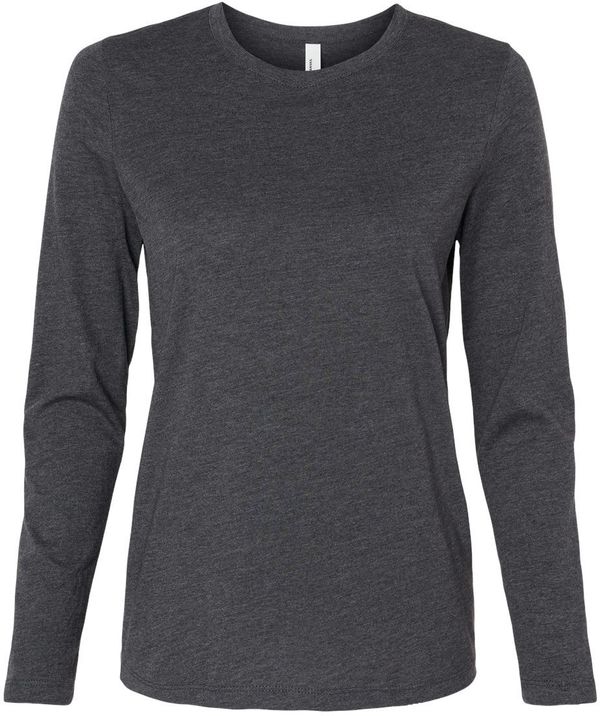 An image of a Custom Bella and Canvas Womens Jersey Long Sleeve Tee in Dark Grey Heather!