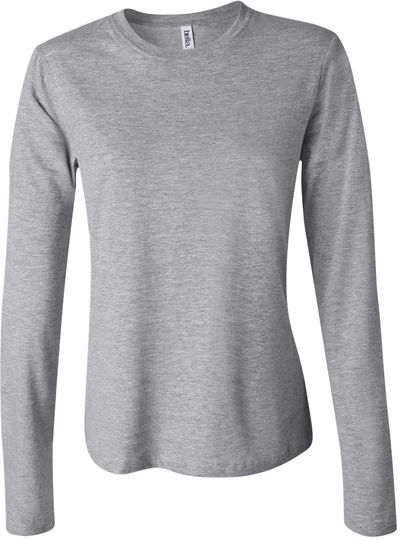 Am image of a Custom Bella and Canvas Womens Jersey Long Sleeve Tee in Athletic Heather!