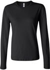 Am image of a Custom Bella and Canvas Womens Jersey Long Sleeve Tee in Black!