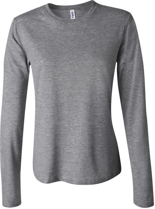 Am image of a Custom Bella and Canvas Womens Jersey Long Sleeve Tee in Deep Heather!