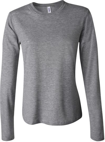 Am image of a Custom Bella and Canvas Womens Jersey Long Sleeve Tee in Deep Heather!