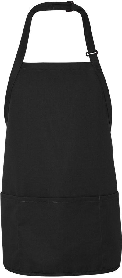 Am image of a Custom Chef Designs Short Premium Bib Apron in Black!