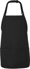 Am image of a Custom Chef Designs Short Premium Bib Apron in Black!