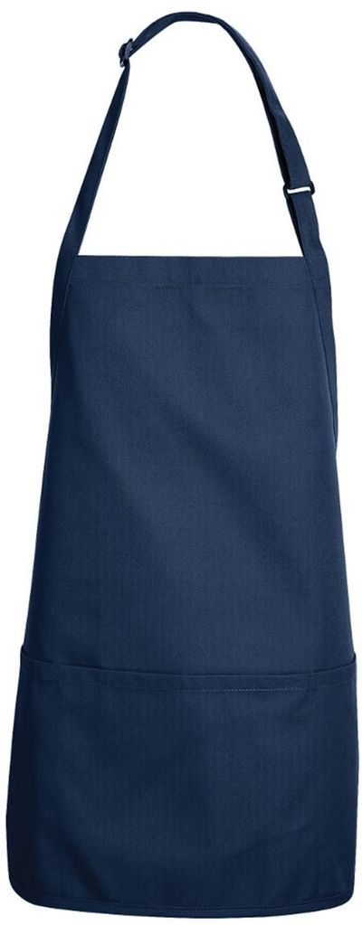 Am image of a Custom Chef Designs Short Premium Bib Apron in Navy!