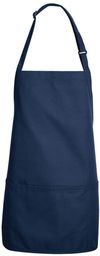 Am image of a Custom Chef Designs Short Premium Bib Apron in Navy!
