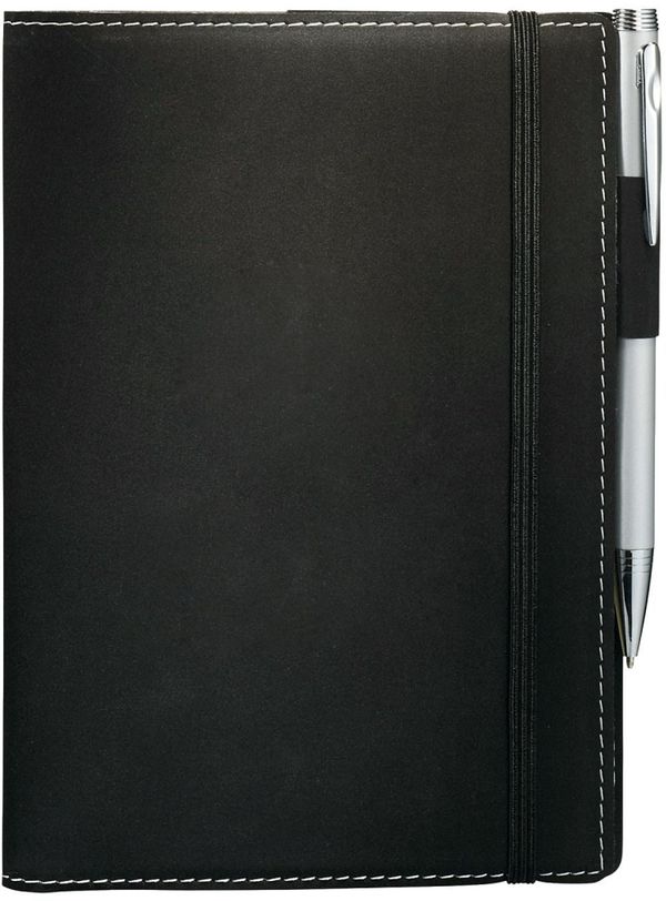 Am image of a Custom 5.25 x 7.5 Inch Revello Refillable JournalBook in Black!