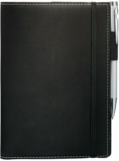 Am image of a Custom 5.25 x 7.5 Inch Revello Refillable JournalBook in Black!