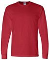 Am image of a Custom Gildan DryBlend Fifty Fifty Long Sleeve T Shirt in Red!