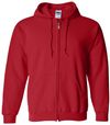 Am image of a Custom Gildan Heavy Blend Full Zip Hooded Sweatshirt in Red!