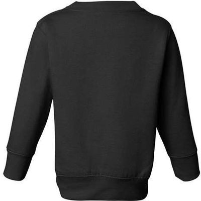 Am image of a Custom Rabbit Skins Toddler Fleece Crewneck Sweatshirt in Black!