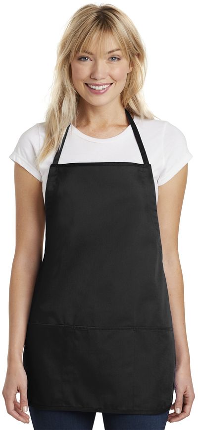 Am image of a Custom Port Authority Medium Length Apron in Black!