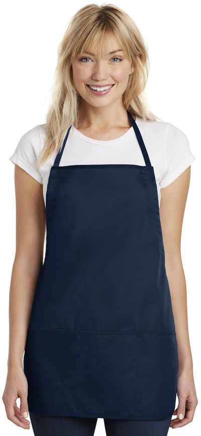 Am image of a Custom Port Authority Medium Length Apron in Navy!