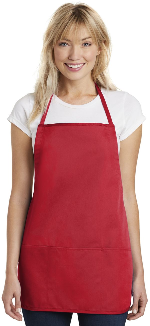 Am image of a Custom Port Authority Medium Length Apron in Red!