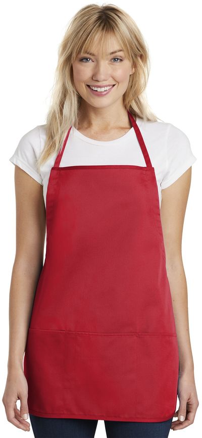 Am image of a Custom Port Authority Medium Length Apron in Red!