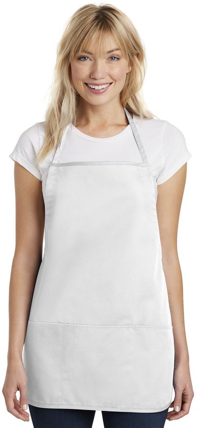 Am image of a Custom Port Authority Medium Length Apron in White!