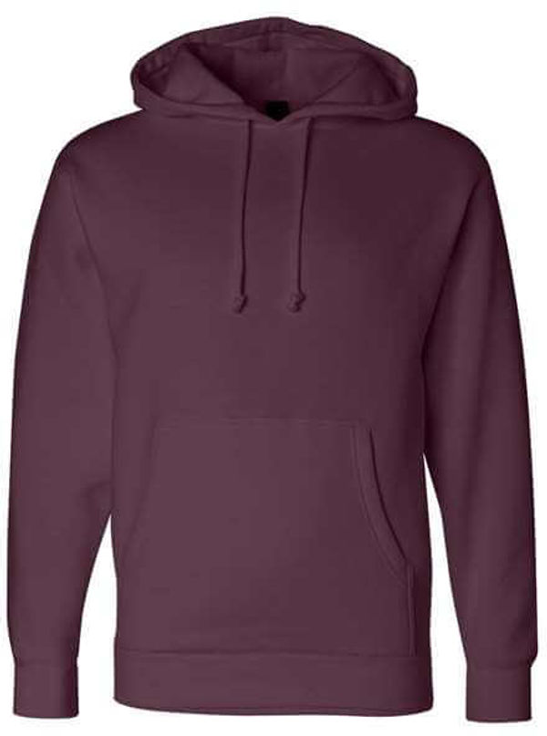 Am image of a Custom Independent Trading Co. Heavyweight Hooded Sweatshirt in Maroon!