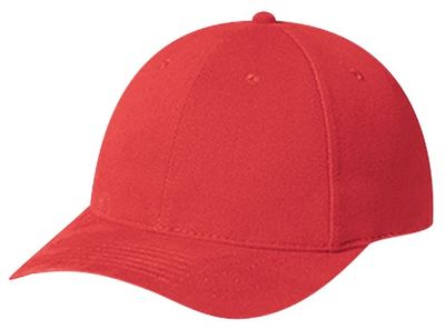 Am image of a Custom AJM Heavyweight Brushed Cotton Drill Cap in Red!