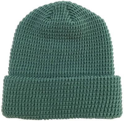 Am image of a Custom Beaniiez Leery Waffle Acrylic Toque in Emerald Green!