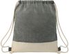 Am image of a Custom Split Recycled Cotton Drawstring Bag in Natural/Black!