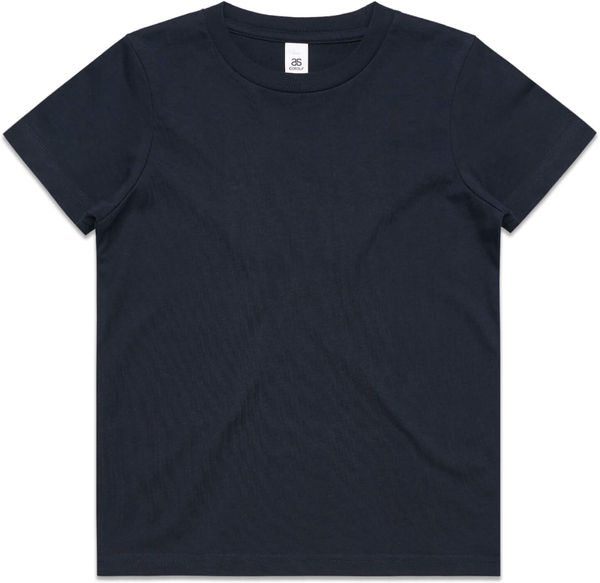 Am image of a Custom AS Colour Kids Tee in Navy!