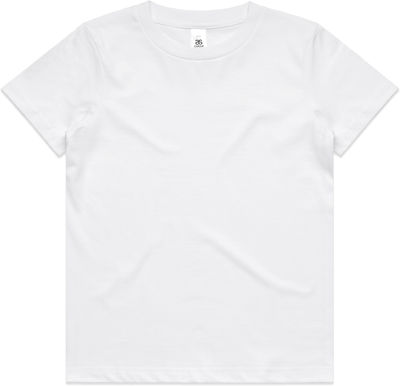 Am image of a Custom AS Colour Kids Tee in White!