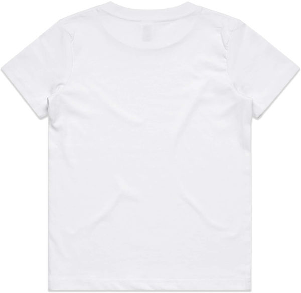 Am image of a Custom AS Colour Kids Tee in White!