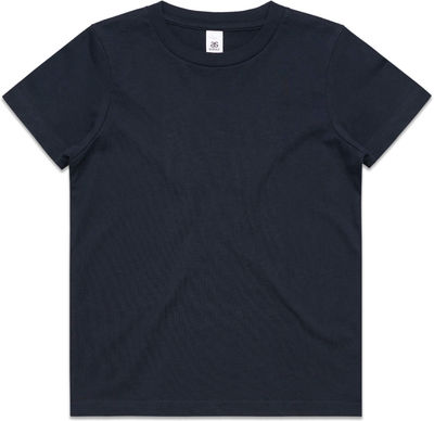 Am image of a Custom AS Colour Youth Tee in Navy!
