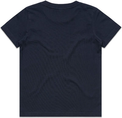 Am image of a Custom AS Colour Youth Tee in Navy!