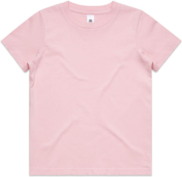 Am image of a Custom AS Colour Youth Tee in Pink!