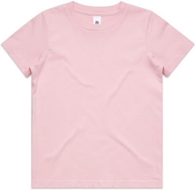 Am image of a Custom AS Colour Youth Tee in Pink!