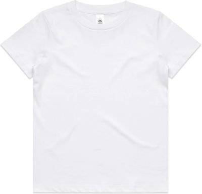 Am image of a Custom AS Colour Youth Tee in White!