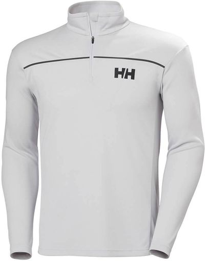 Am image of a Custom Helly Hansen Men's Quick Dry Half Zip in Grey Fog!