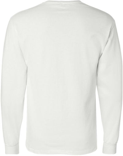 Am image of a Custom Champion Long Sleeve Cotton Tee in White!