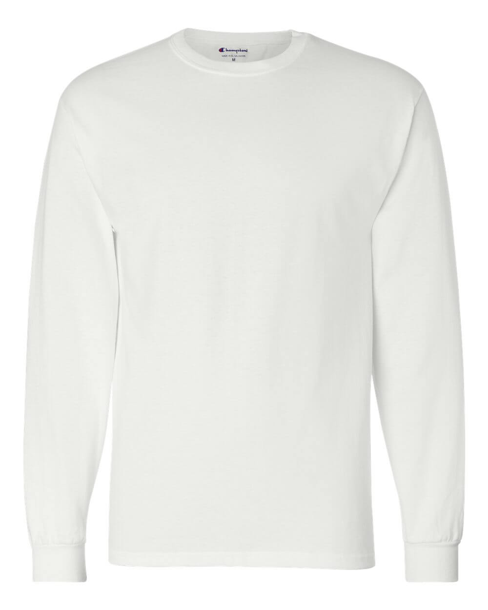 Champion Long Sleeve Cotton Tee in White
