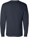 Am image of a Custom Champion Long Sleeve Cotton Tee in Navy!