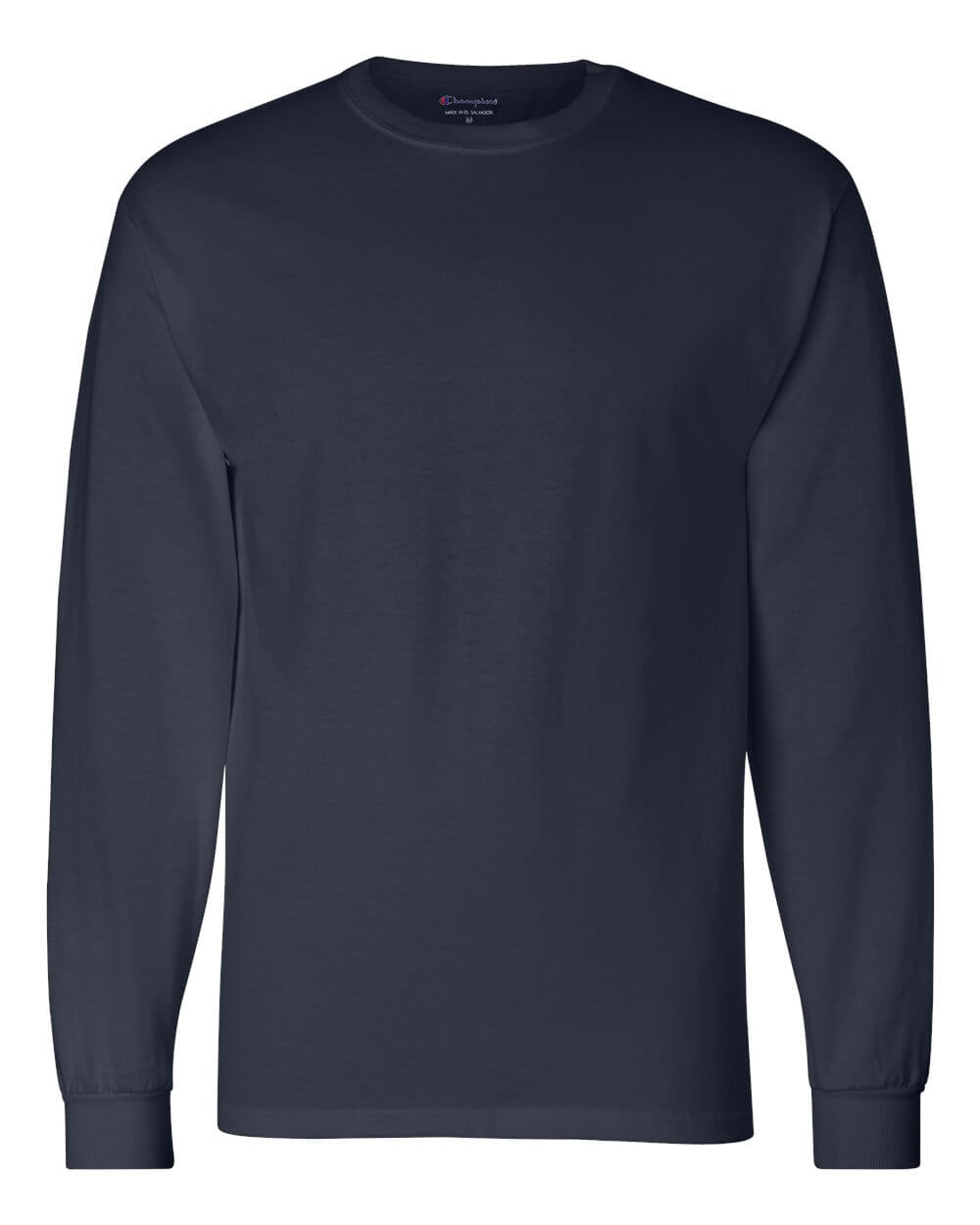 Champion Long Sleeve Cotton Tee in Navy
