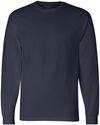 Am image of a Custom Champion Long Sleeve Cotton Tee in Navy!