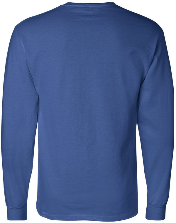 Am image of a Custom Champion Long Sleeve Cotton Tee in Royal!