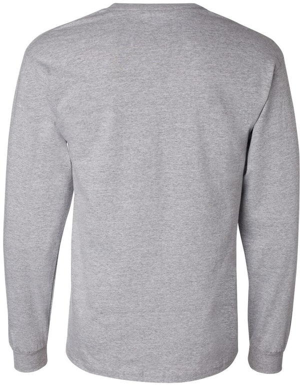 Am image of a Custom Champion Long Sleeve Cotton Tee in Light Steel!