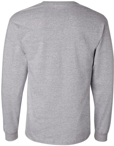 Am image of a Custom Champion Long Sleeve Cotton Tee in Light Steel!