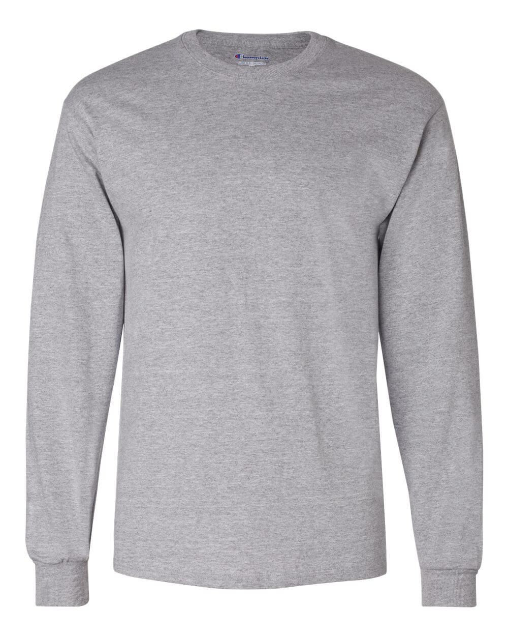 Champion Long Sleeve Cotton Tee in Light Steel
