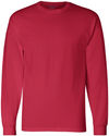 Am image of a Custom Champion Long Sleeve Cotton Tee in Red!