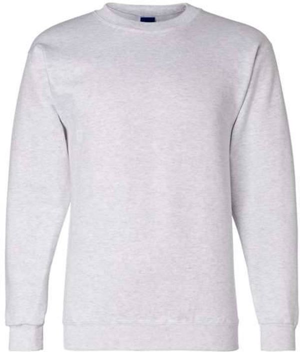 Am image of a Custom Champion Powerblend® Crewneck Sweatshirt in Silver Grey!