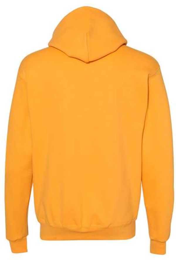 Am image of a Custom Champion Adult Powerblend® Hooded Sweatshirt in Gold!